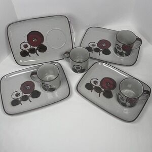 Vintage Otagiri Japan Hand Crafted‎ Mug and Plates Set of 4 Coffee Floral